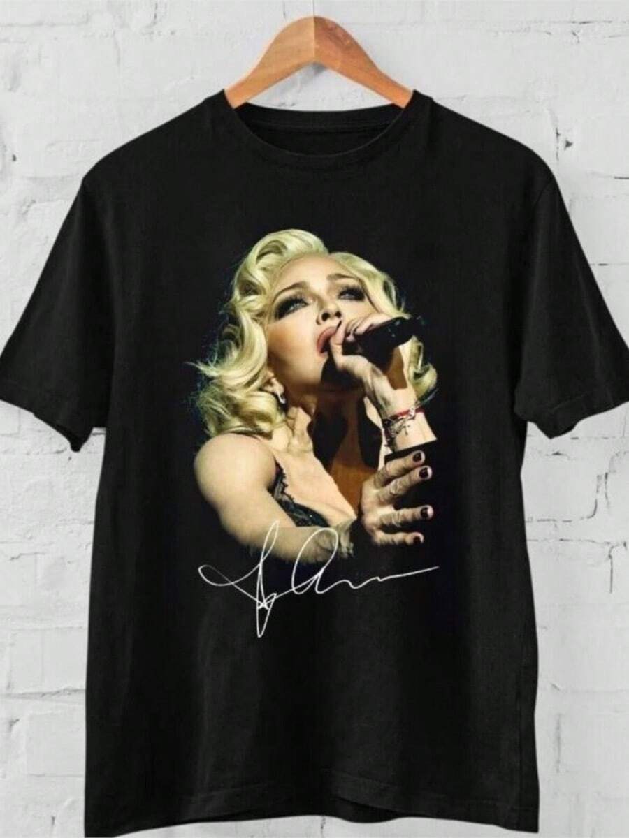 Madonnas's Celebratsion Tour Salutes Her History Cotton Shirt Cotton Size S-3XL - 黑色 - 查看 1