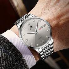 RUIGE 男士商务石英表带日历显示，圆形表盘，夜光指针，时尚奢华的设计，非常适合男士礼品手表 - 均碼 - 查看 6