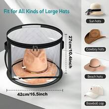 2Pcs Transparent Portable Foldable Hat Storage Box - Holds Oversized Cowboy Hats, Sun Hats And Baseball Caps - Portable With Handle, Easy To Store And Organize, Portable Hat Storage Box | Visible Contents Storage, Hand Wash - Holds 7 Oversized Hats