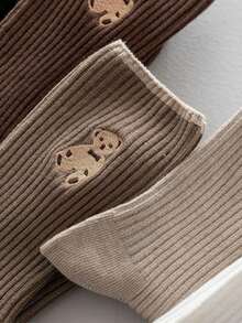 6 Paar/12 Paar Bären Muster Kniestrümpfe, unisex, Herbst/Winter