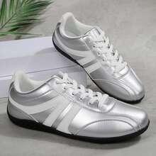 Womens Shoes Gum Sole Walking Outdoor Tennis Classic Sneakers Four Season Fall Winter - 銀色 - 查看 3
