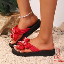 Sandalias de verano con lazo de encaje de moda, con decoración de punta abierta, elementos glamorosos de perlas, regalo perfecto para mujeres y niñas