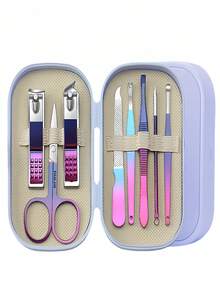 专业美甲美足护理套装，女士个人护理套装，足部护理套装（含耳垢清除器、指甲钳、美甲工具），男女通用旅行包，送亲朋好友及父母的礼物 - 彩色 - 查看 23