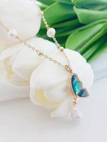 1 pièce Collier de perles baroques élégant, nouveau design minimaliste mode polyvalent affinant pour femmes, convient pour le port quotidien, le style vacances, bijoux pour femmes