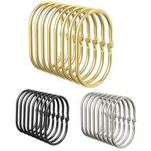 10 piezas/30 piezas/50 piezas Ganchos y anillos decorativos para cortina de ducha a prueba de óxido en forma oval, anillos metálicos para cortina de baño, anillos giratorios, negro/dorado/plateado - Multicolor - Ver 2