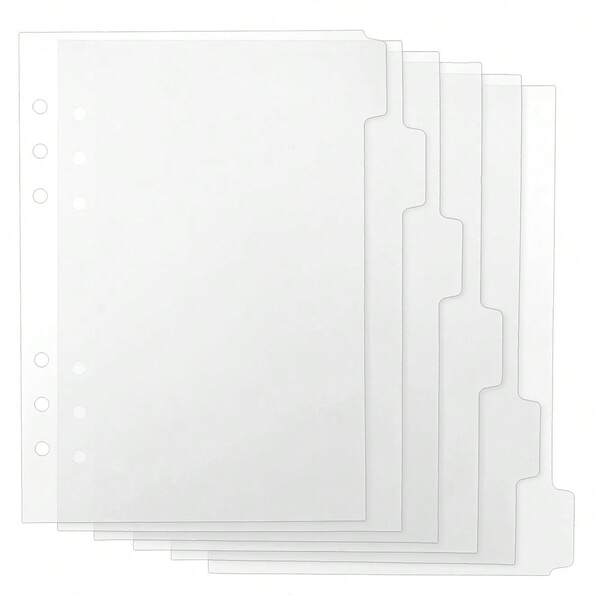 6pcs/Set Punched Binder Divider Insertable Plastic Index Dividersheets With 6 Holes Ring Binders Divider For Notebook Memo Students Stationary