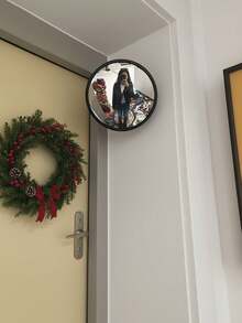 装饰艺术圆形壁镜 - 全身水平壁挂式镜子，带塑料框架，无需电力 | 客厅、卧室、玄关、浴室墙面装饰的家居装饰，用于试穿服装的自拍镜，房间装饰 - 彩色 - 查看 4