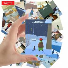 24 buc cărți poștale vintage de Crăciun, fotografii minimaliste cu scene de Crăciun înzăpezite, felicitări retro de Crăciun, nunți, zile de naștere - decorațiuni nostalgice de sărbători