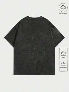 1pc Silent Hill 2 Graphic Tee, Streetwear Retro Washed Printed Short Sleeve T-Shirt, Schoolmens Clothes Shirts - màu đen - Xem 2