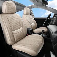 Car Seat Covers, Leather Car Seat Covers, Automotive Seat Covers 2 Front Seats, Fit For Most Cars SUV Anost Sedans Hatchbacks Crossovers, Super Breathable Waterproof Full Wrapping Edge Seat Covers,19067507 - Màu be - Xem 1