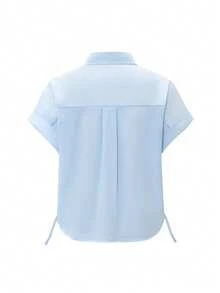 Vera Lane Women's Old Money College Style Fake Style Slimming Waist Drawstring Slimming Vest Casual Cute Halloween Christmas School Clothes Birthday Outfits For Women Boho Chic Techno Outfit Knight Embroidery Pattern Button Up Shirt Women