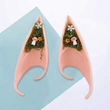 Halloween Cosplay Elf Ears Mushroom Flower Crystal Design Fairy Ear Accessories For Women Party Costume - 淺粉色 - 查看 5