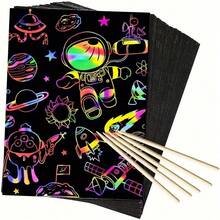 20pcs Scratch Paper+2 Bamboo Pens ,Scratch Rainbow Art Paper Scratch Painting Kit With 2 Bamboo Stick Birthday Party Holiday GiftGift,Amazing Gift