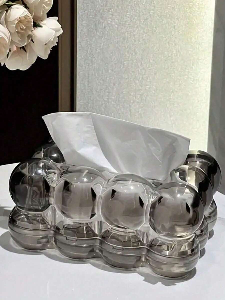 Nordic Luxury High-End Facial Tissue Box, Creative Transparent Tissue Paper Storage Box For Home Living Room Coffee Table Home Bathroom Decor Bathroom Organizer Summer Back To School - Multicolor - View 1