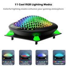 Ventilador de refrigeración para  Series X con 11 luces RGB, sistema de refrigeración automático, velocidad del ventilador ajustable según la temperatura para la consola  Series X, accesorios de ventilador de refrigeración eficientes, bajo nivel de ruido, 3 velocidades, puerto USB, tema estilo OVNI. - Negro - Ver 4
