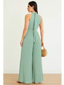 Pleated Jumpsuit For Weddings And Special Events - 薄荷綠 - 查看 3