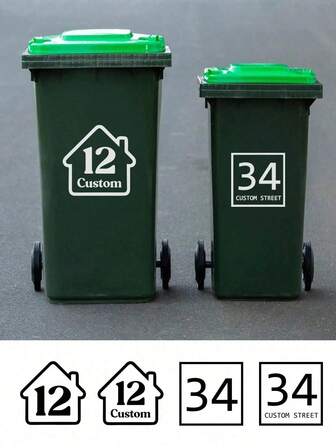 Customized Trash Can Stickers, Personalized Address Labels - Use House Number And Street Name Stickers To Personalize Your Trash Can, Customized House Number Address Label Stickers For Trash Cans