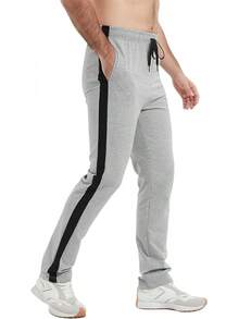 34/36/38/40 Long Inseam Men's Tall Striped Sweatpants Workout Training Lounge Joggers Pants With Pockets-2025 - 淺灰色 - 查看 6