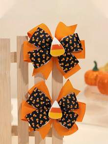 1pc Thanksgiving Corn Candy Hair Clip, Mixed Color Design, Polyester Material, Cute Autumn Hair Accessory, Fashion For Party, Suitable For Teenagers, Girls Costume Accessory, Autumn/Winter Season