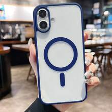 透明磁吸手机壳，兼容 17 Pro Max、16、15、14、13、12、11 Pro Plus Max、Mini 7、8、SE、16e、7P、X、XR、Xs Max，防震保护套，兼容三星 S25 Ultra、S24 Ultra、S23 FE、S22+ - 深藍色 - 查看 6