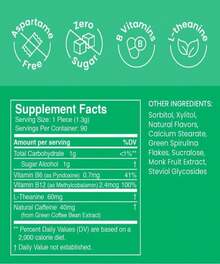 NeuroGum Energy &Amp; Focus Mints (90 Count Bag, Peppermint) | 40mg Natural Caffeine + L-Theanine + Vitamin B12 &Amp; B6 | Sugar Free Nootropic Cognitive Brain Performance Supplement - Flavor NameB - 查看 3