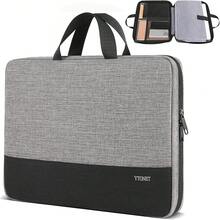 Funda para Laptop 15.6 Pulgadas, Maletín Antigolpes Anti-rasguños Bandoleras, Bolsa Impermeable Protector Estuche, Compatible con HP, , , ASUS, Hombres y Mujeres, Negro - Gris - Ver 12