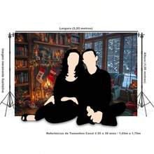 Horizontal Photographic Background For Photo Shoots Sublimated Fabric 3D Fireplace Garland Realistic Christmas Scene 2.20x1.50cm - FF-3258 - 查看 5