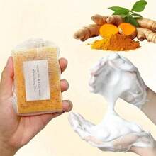Gentle Turmeric-Infused Soap, Alcohol-And Non-Irritating, Includes A Foaming Net, Suitable Daily Use, And Leaves Skin Clean And Lightly Scented.