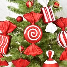 1 pezzo Set di ornamenti natalizi rossi e bianchi a forma di caramella: perfetto per Natale, Ognissanti, Capodanno e decorazioni festive in generale - Stile appeso, Materiale in plastica, Ornamento a forma di caramella, Accessorio fotografico, Decorazione per albero di Natale, Ornamento appeso, Ornamento appeso per scenografia