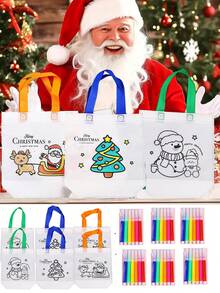 12pcs Christmas Gift Bags, Snowman/Christmas Tree/Santa Claus Pattern, Can Be Graffiti DIY Color, Desktop Decoration Supplies, Christmas Party Decoration Supplies, Suitable For Holiday Parties, Theme Events, Gift Packaging Supplies, Send To Family And Friends Christmas Christmas Decorations Christmas Pajamas Christmas Gifts Christmas Decor