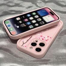 Cherry Blossom Branch Pattern Design, Pink Cute Mobile Phone Case, Suitable For IPhone16 15 14 13 12 11, Pro Max Plus Mini X Xsman And Galaxy S25/S25Plus/S25Ultra/S24/S24Ultra/S24FE/S23/S23Ultra/S22/S22Ultra And Other  Mobile Phones - Hồng - Xem 3