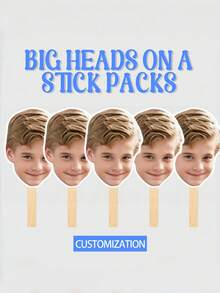 1/3/5/10/20个照片面具，生日派对装饰，个性化扇形人像镂空头箍，趣味面具，带绳面具，镂空眼绳面具，定制大头棒面具派对装饰，上传照片，适合生日、婚礼、朋友、亲戚，最佳礼物，派对、圣诞装饰，圣诞装饰品，派对热门 - 彩色 - 查看 7