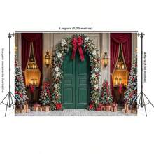 Horizontal Photographic Background For Photo Shoots Sublimated Fabric 3D Fireplace Garland Realistic Christmas Scene 2.20x1.50cm - FF-3253 - 查看 2