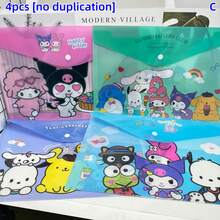 Sanrio 4 buc Sanrio Cartoon A4 Pungi pentru documente, Geantă din PVC cu închidere rapidă Hello Kitty, Kulomi, Dosar cu închidere cu nasture My Melody, Geantă de papetărie, Organizator de documente, Geantă transparentă cu fermoar, Depozitare hârtie de examen, Cadouri, Rechizite de birou, Cadouri mici pentru întoarcerea la școală, Potrivite pentru sezonul școlar