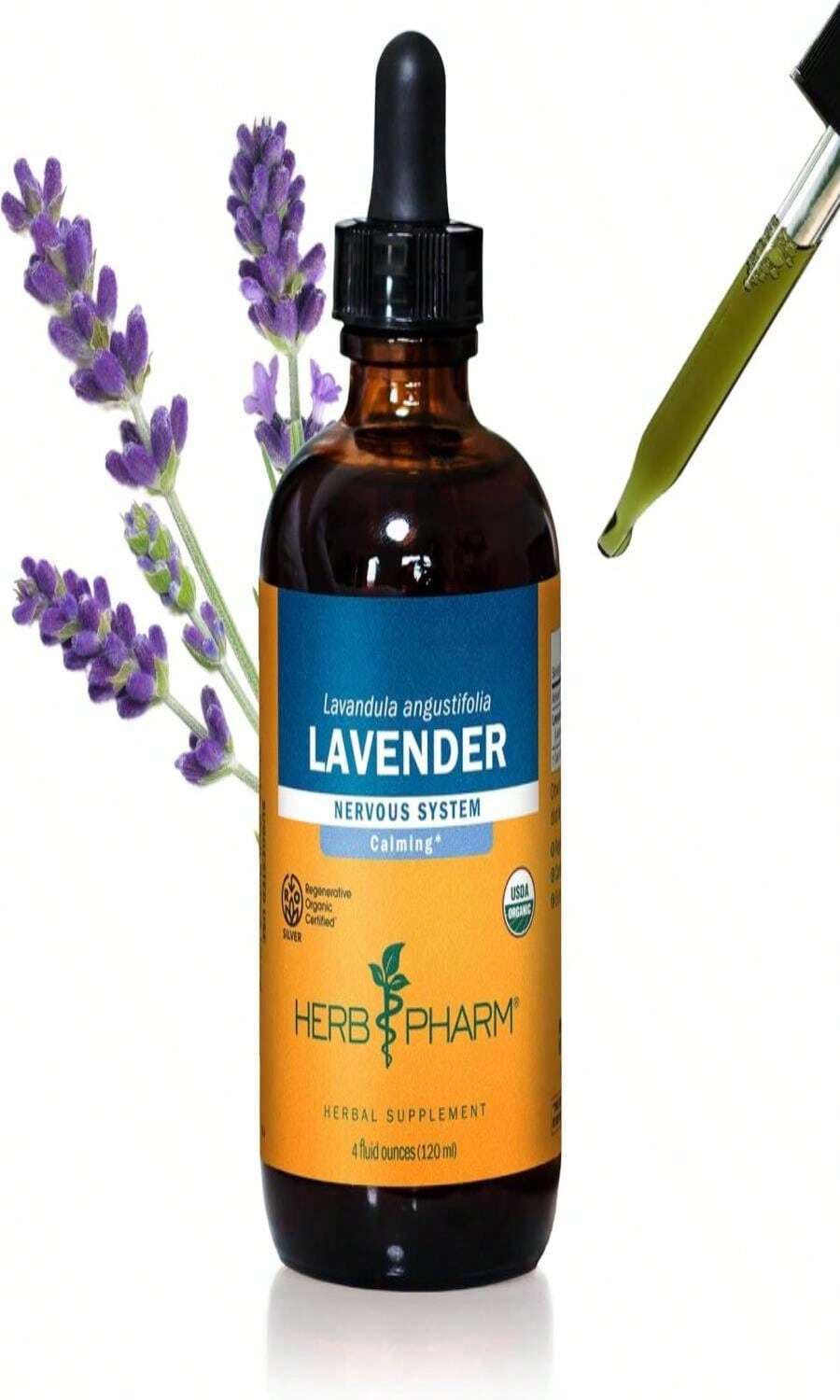 Herb Pharm Certified Organic Lavender Flower Liquid Extract For Calming Nervous System Support, 1 Fl Oz - Flavor NameB - 查看 1