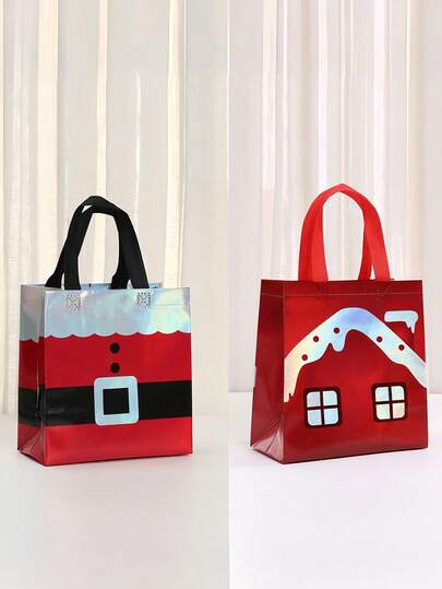 New Laser Printed Non-Woven Fabric Coated Gift Bag, Waterproof Takeout Bag, Shopping Bag For Christmas