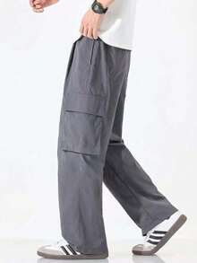Men's Black Khaki And Beige Skater Cargo Pants With Elastic Waistband S To XL - 淺灰色 - 查看 4
