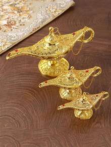 Vintage Magic Lamp Costume Accessories, Classic Arabian Prop Flower Pot Decor (Multiple Colors), Luxury Gold Pattern, Suitable For Home, Living Room, Home Decor, Theme Party Decor, Scene Decor, Holiday Decor, Ideal Gift For Birthday