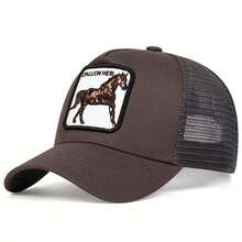 1Piece Men Horse Embroidered Baseball Cap Mesh Hat Outdoor Adjustable Sunscreen Leisure Hat Spring Autumn Travel Tourism Beach Vacation - 彩色 - 查看 9