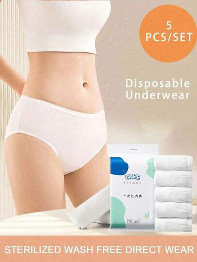 5条/套 - 一次性女士内裤，独立包装抗菌旅行内裤，无菌旅行内裤，柔软亲肤，色彩鲜艳，是旅行、休闲、商务出行和日常活动的理想之选