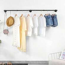 Barra para colgar ropa montada en la pared del hogar de tienda de ropa, longitud total 184 cm, con 4 ganchos - Unitalla - Ver 5