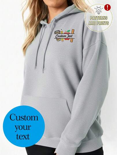 Personalisierter imitierter bestickter Lehrer-Hoodie: Personalisiertes Apfel-Design, Individueller Hoodie, Individueller Sweatshirt, Grauer Hoodie, Damen Hoodie, Campus Lehrer Hoodie, Geschenk für sie
