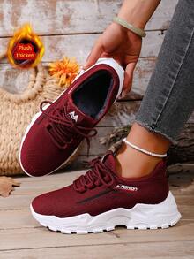 Botas cortas de estilo deportivo casual para mujer, con cordones, suela moldeada, botas de tobillo para exteriores, resistentes al frío y antideslizantes en invierno