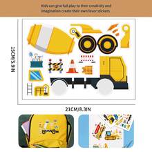 8pcs Construction Vehicle, Transportation, Car, Motorcycle, Car, Train Interactive Stickers. Construction Vehicle Tattoo Stickers, Space Excavator Robot Car Face Stickers. Perfect Birthday, Holiday, Christmas Gift, Toy - Multicolor - View 5