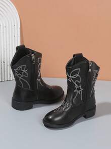 Botas bordadas lindas y de moda para niñas, botas occidentales bordadas simples para niñas para la vuelta al colegio y la vida en el campus