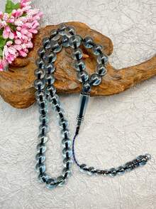 1 件 45 颗 10 毫米穆斯林祈祷珠手链，新款圆形珠子吊坠，经典款（黑色蓝色或棕色黑色可选），适合男女日常或节日佩戴 - 彩色 - 查看 2