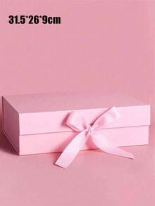 1pc Foldable Magnetic Closure Gift Box,Solid Color Foldable Gift Box,Wedding Party Ribbon Gift Box, White, Pink, Black Packaging Box, Wedding Souvenir Gift Box, Flip Ribbon Gift Box, Halloween, Thanksgiving, Christmas Gift Box, Suitable For Birthday Parties, Holiday Party Gift Box, Wedding Gift Storage Box ﻿,Christmas