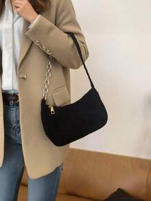 Túi đeo vai thời trang bằng vải nhung kẻ trơn màu, Túi đeo hông bằng vải nhung kẻ tối giản, Túi tối giản, Ví đeo nách cổ điển, Túi xách nữ màu trơn, Túi đơn giản thời trang, Túi xách vuông nhỏ, Túi xách tay vải nhung kẻ cổ điển đeo một bên vai - Nhiều màu - Xem 16