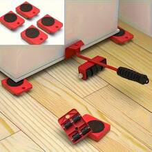 4-In-1 Heavy-Duty Furniture Mover With 360° Swivel Rollers - A Lifting Tool Rod With Adjustable Height, Lift & Glide Sofa/Bed/Fridge Moving Kit, No Scratch Floor Protection