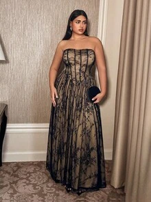 Váy đuôi cá chữ A thêu ren cỡ lớn có thể tháo rời của Doriss Exquisite màu đen, váy dạ hội, mùa lãng mạn và cưới, trang phục mùa thu và đông, năm mới, phong cách, phong cách Kim - màu đen - Xem 5